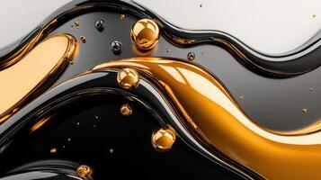 Golden liquid waves on a white background photo