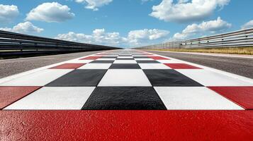 A road with a checkered red and white checkered floor photo