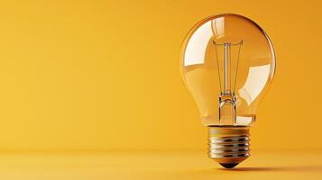 A light bulb is shown on a yellow background photo