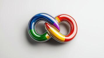 A rainbow colored logo with two intertwined rings photo