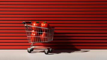 A shopping cart with tomatoes on it photo