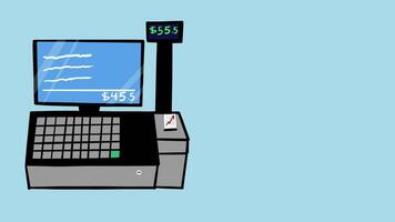 Cash Register Loop , 2D Cartoon Animation with Rising Total Numbers video