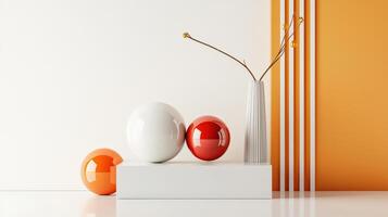 3d rendering of easter eggs and vase on white background photo