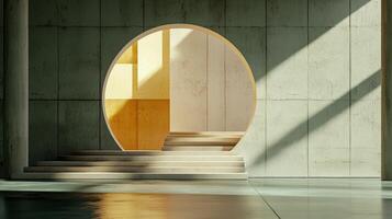 A large open door in a concrete building photo