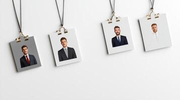 A group of business cards with pictures of men photo