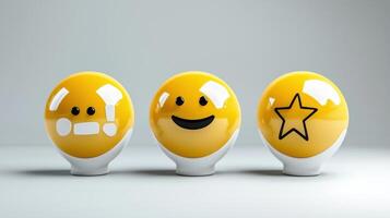 Three yellow egg shaped emoticions with a star photo