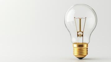A golden light bulb on a white background photo