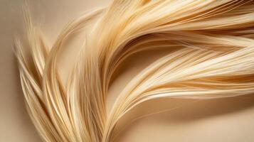 A close up of a long blonde hair photo