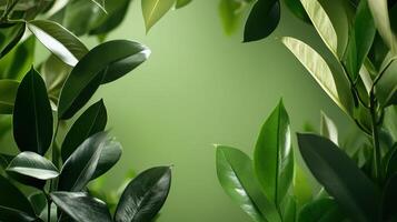 Green leaves on a green background photo