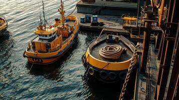 A group of boats docked at a dock photo