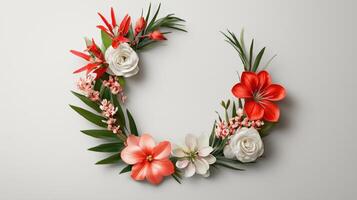 A wreath made of flowers on a white background photo