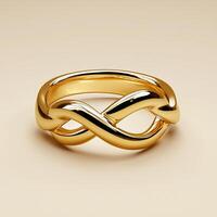 A gold ring with an infinity knot photo