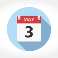 Calendar icon in circle, flat design with long shadow vector