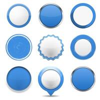 Set of blue round buttons on white background vector