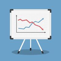 Graph with two lines on whiteboard vector