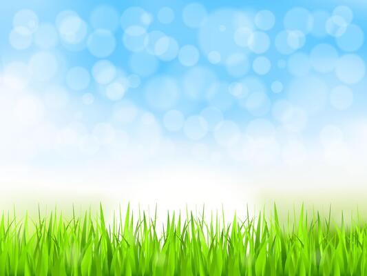 Summer background with green grass and blue sky, gradient mesh