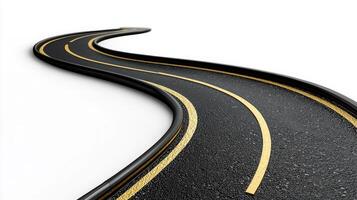 An image of a curved road with yellow lines photo