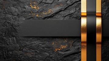 Black and gold background with a black ribbon photo