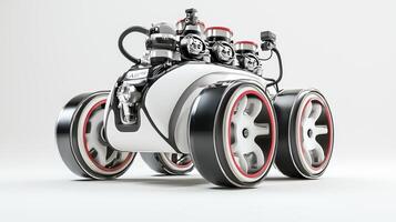 A futuristic car with four wheels and two engines photo