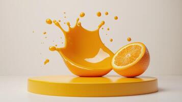 Orange juice splash on white background 3d render photo