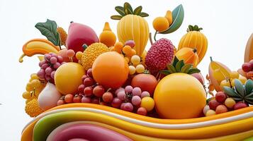 A bunch of colorful fruit is arranged in a bowl photo