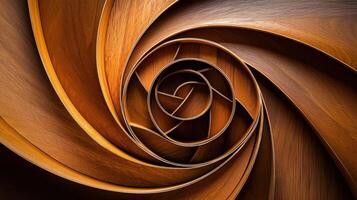 A spiral pattern made of wood photo