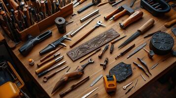 A table with many different types of tools on it photo