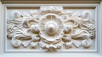 Decorative plaster on the wall of a room photo