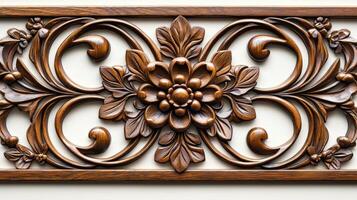 Wooden wall panel with floral design photo