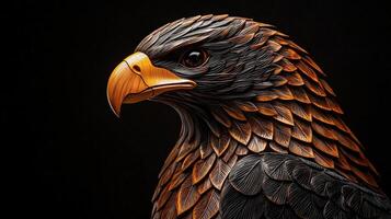 A close up of a golden eagle on a black background photo
