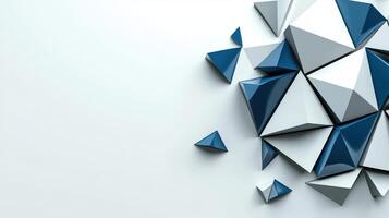 3d rendering of blue and white triangles on a white background photo