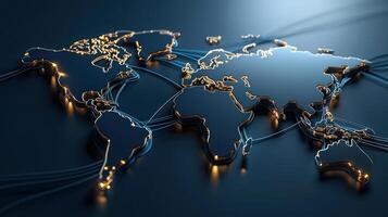 The world map is connected to the internet photo