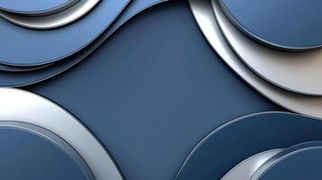 Blue and silver abstract background with curved lines photo
