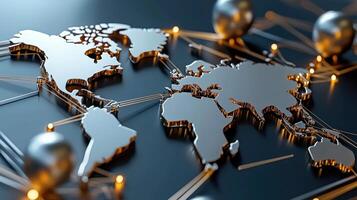 World map on a network of wires photo