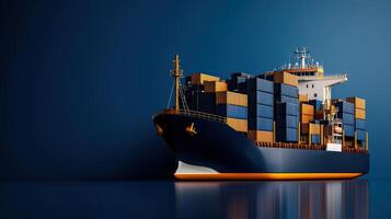 A large container ship on a blue background photo