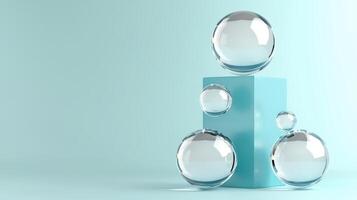 A group of glass spheres on a pedestal photo