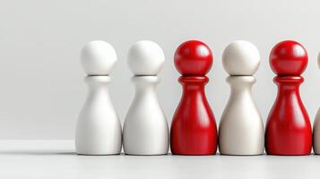 A row of red and white bowling pins photo