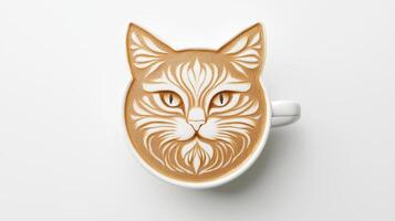 A cat latte art on a white background photo