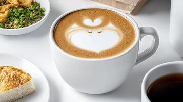 A coffee with a heart design on it photo