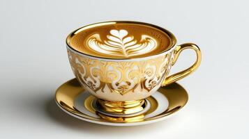 Golden latte with a heart design on top photo