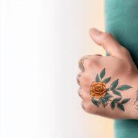 A woman with a tattoo on her hand photo