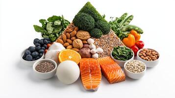 A pyramid of food with various types of foods photo