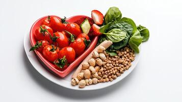 A plate with a heart shaped plate of food photo