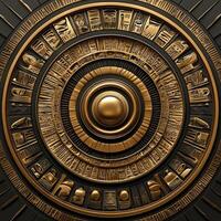 Ancient egyptian calendar with gold and black background photo
