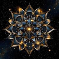 A golden flower with stars on it photo