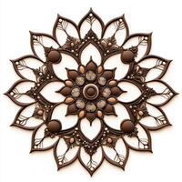 A decorative metal flower with brown and white flowers photo