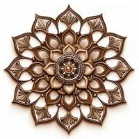 A decorative wooden flower on a white background photo