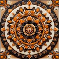 A mandala with orange and brown colors photo