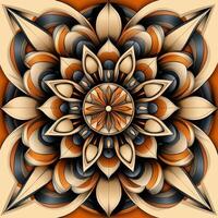 A mandala design in orange, black and brown photo