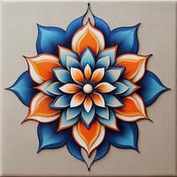 A colorful flower is shown on a canvas photo